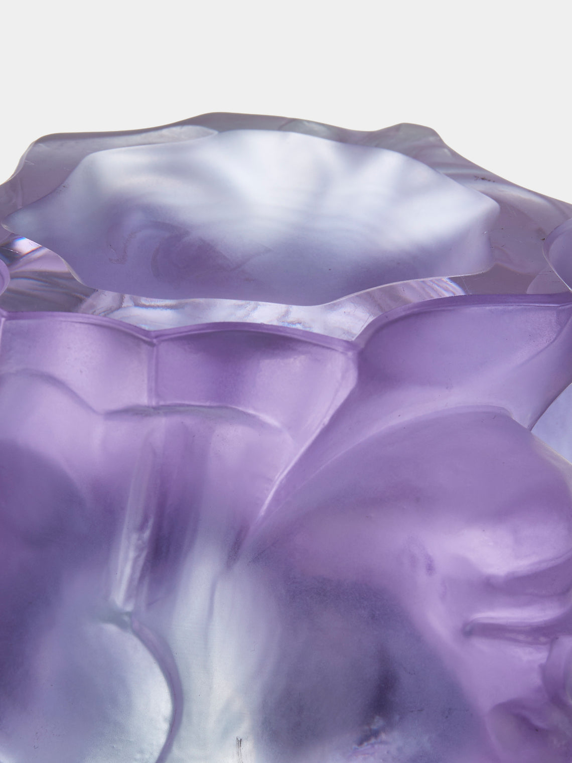 Antique and Vintage - 1930s H. Hoffmann for Lalique Crystal Vase (5in/13cm) - Purple - ABASK