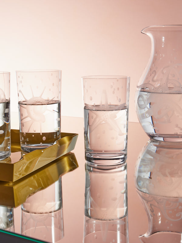 Artel - Sea Life Hand-Engraved Crystal Tall Tumblers (Set of 6) -  - ABASK