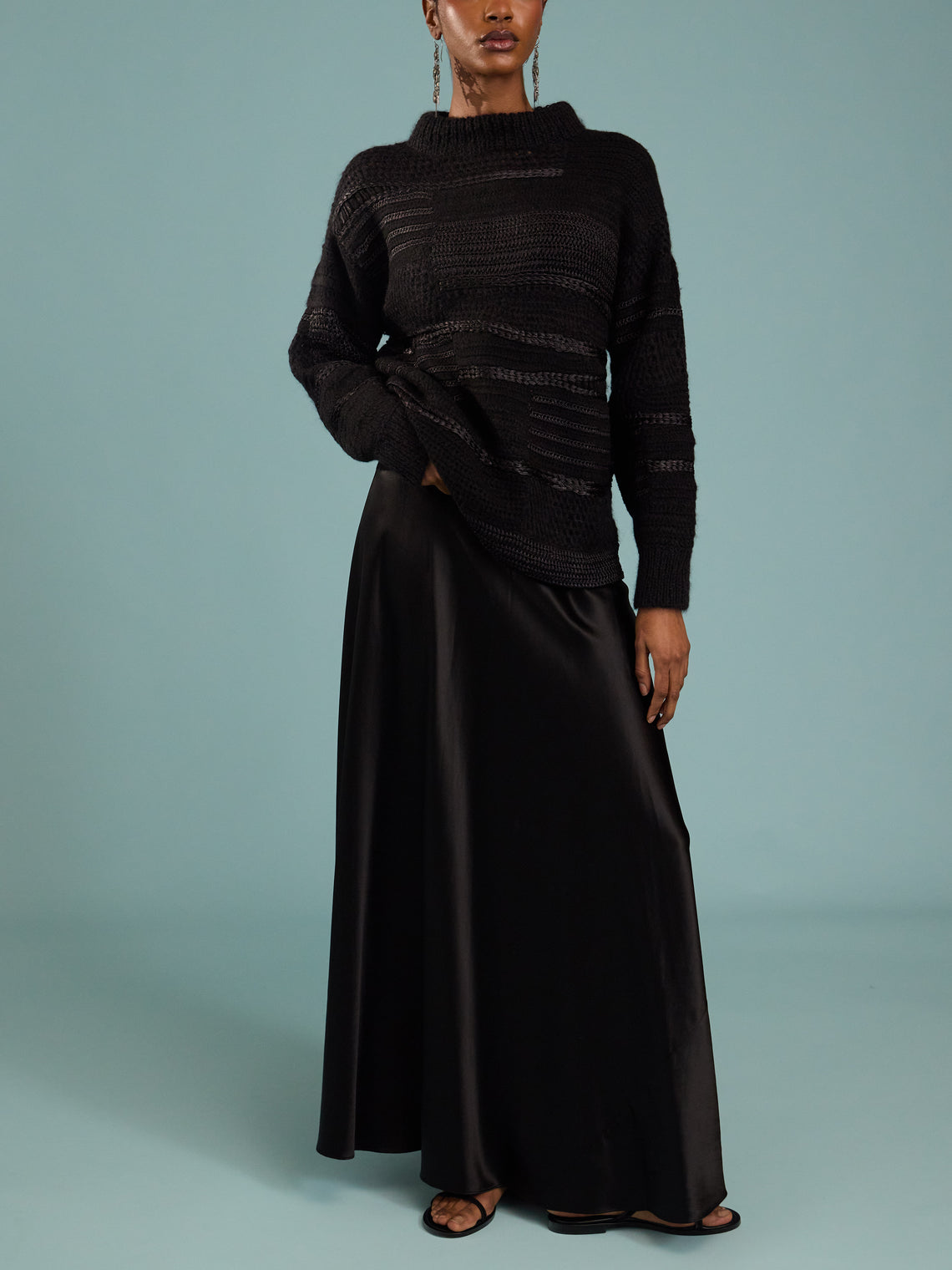 Heirlome - Antonia Silk Long Skirt - Black - ABASK