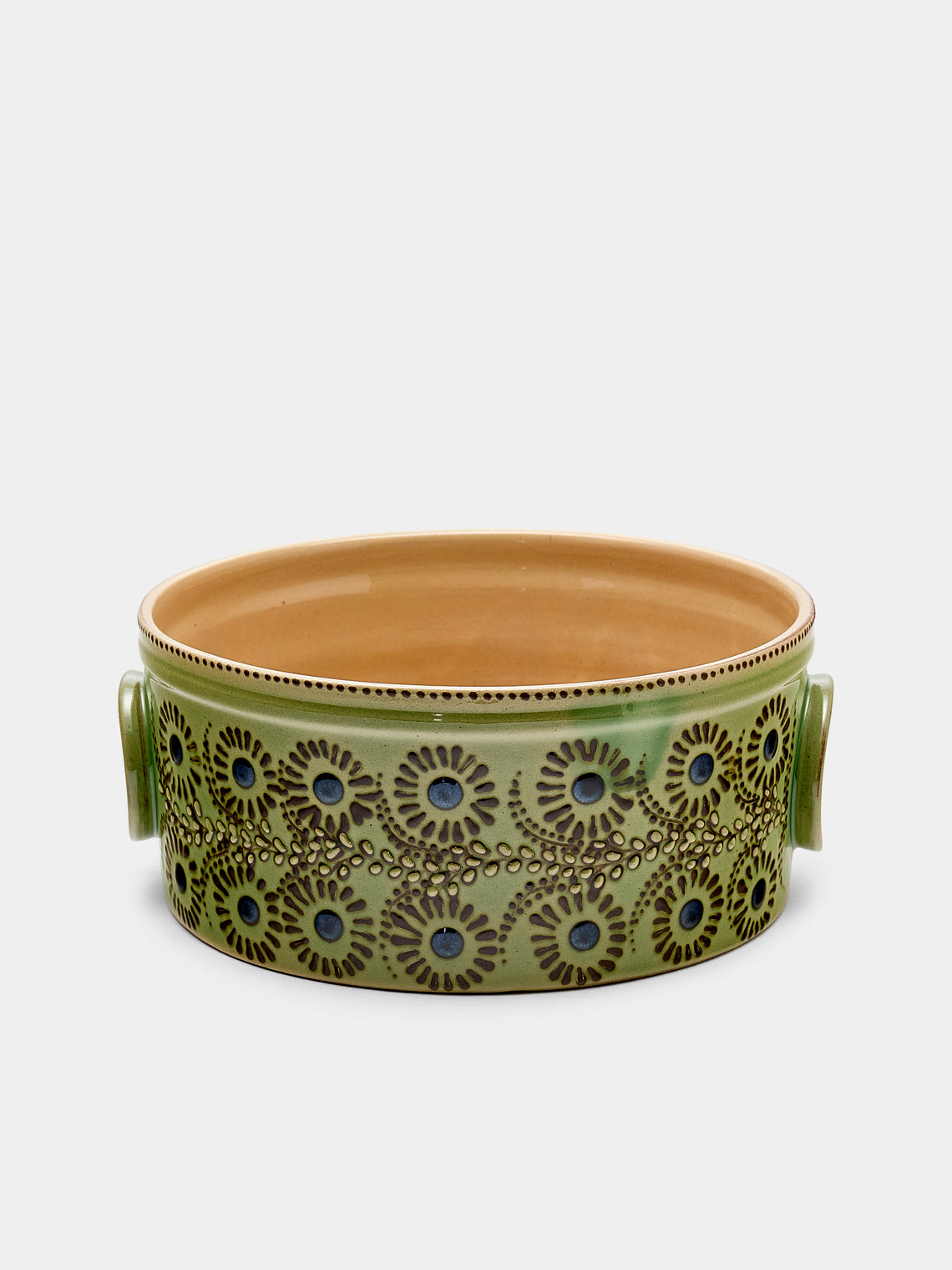 Poterie d’Évires - Flowers Hand-Painted Ceramic Round Pie Dish - Green - ABASK - 