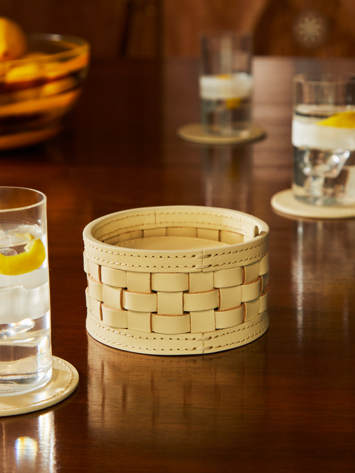 Riviere - Barcelona Water-Resistant Leather Coasters (Set of 10) -  - ABASK