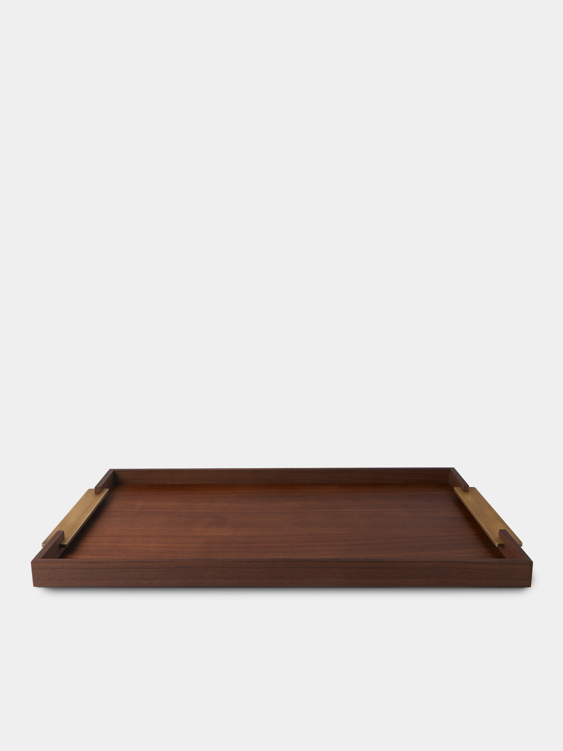 Riviere - Dama Walnut and Brass Tray (27.5in/70cm) - Brown - ABASK