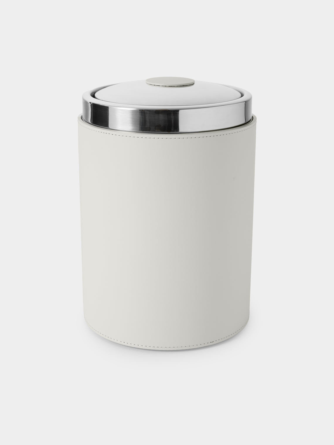 RUDI - Perry Leather Lidded Wastepaper Bin - White - ABASK - 