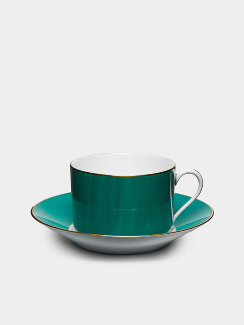 Robert Haviland & C. Parlon - Coco Hand-Painted Porcelain Breakfast Cup and Saucer (Set of 2) - Green - ABASK - 