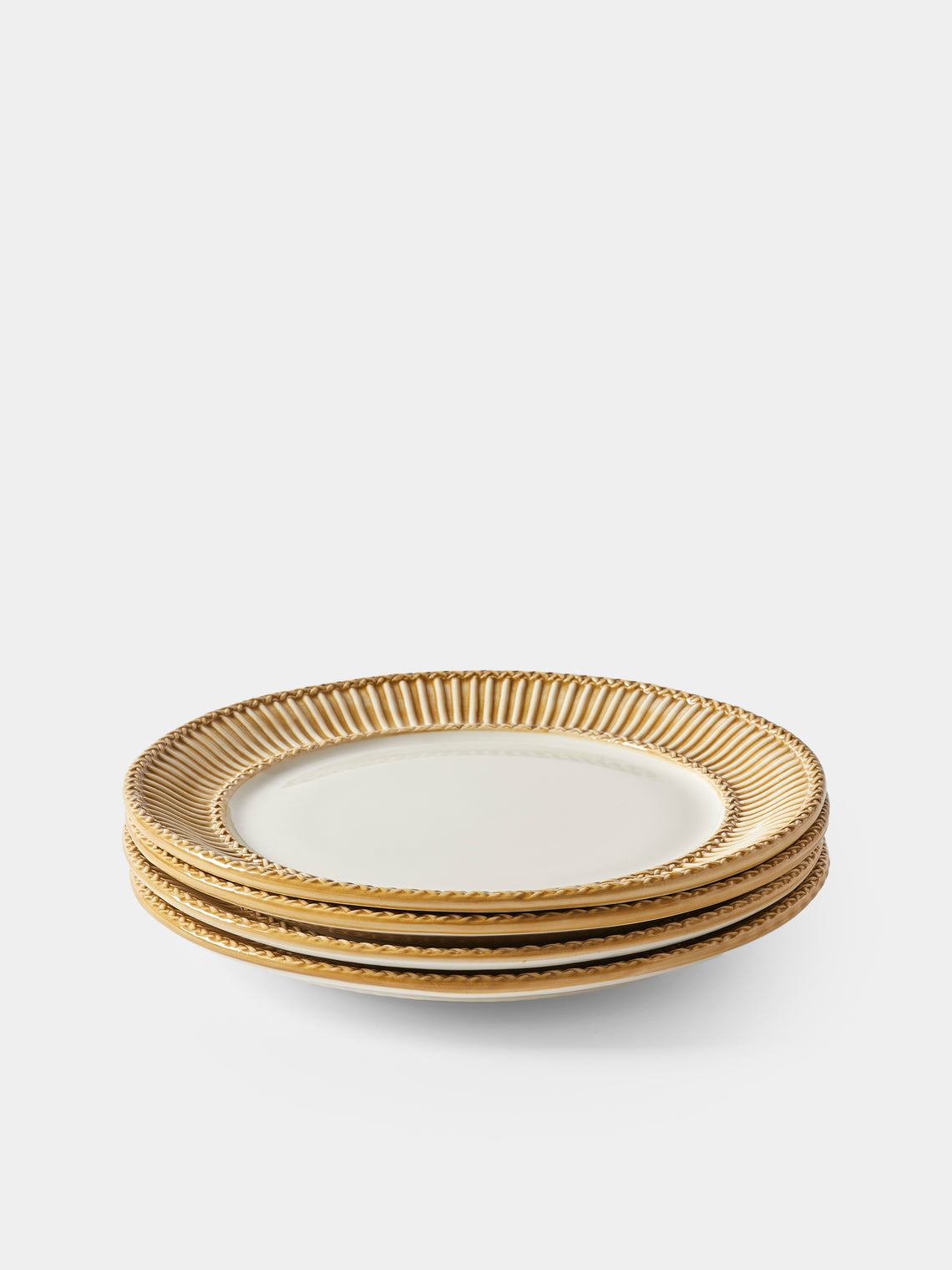 Tessalume Ceramiche - Wicker Hand-Painted Ceramic Charger Plates (Set of 4) - White - ABASK