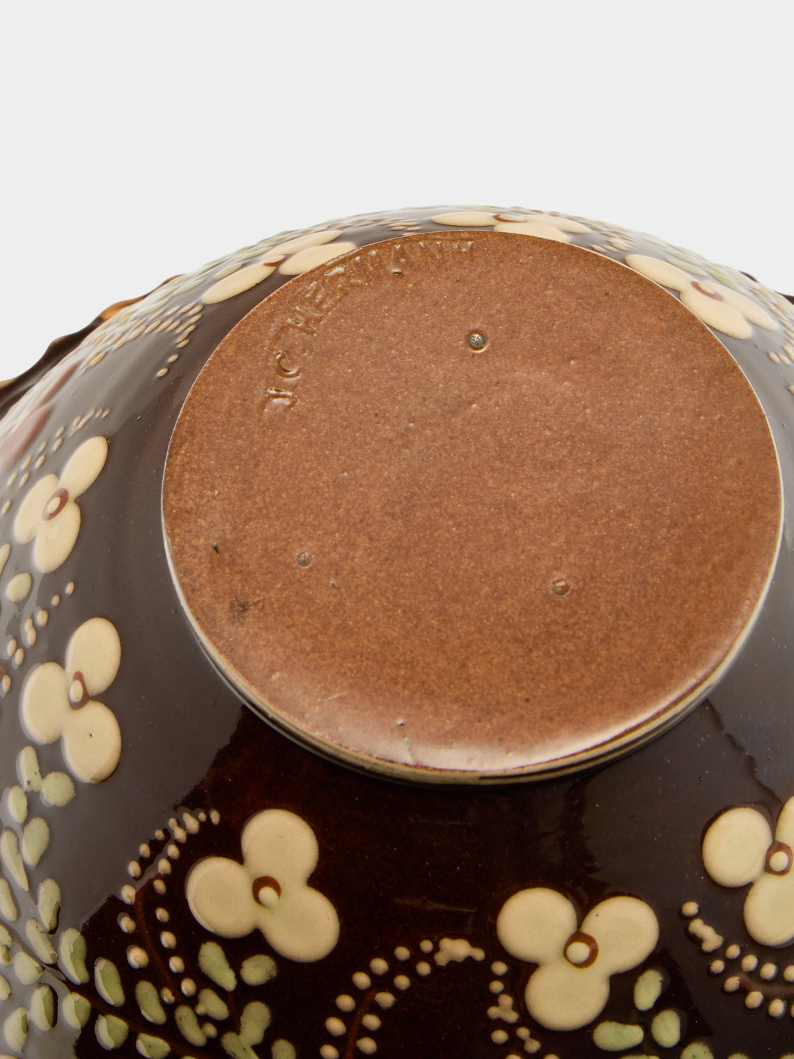 Poterie d’Évires - Flowers Hand-Painted Ceramic Mini Salad Bowl - Dark brown - ABASK