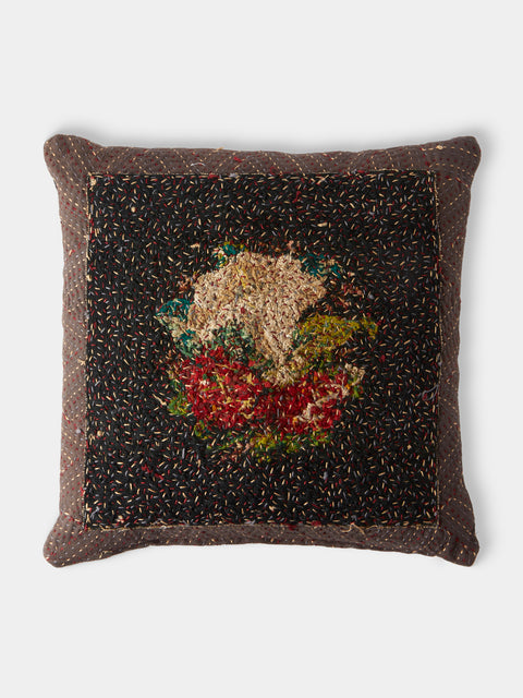 By Walid - 19th-Century Needlepoint Wool, Linen and Cotton Cushion (15.5in/40cm) - Multiple - ABASK - 