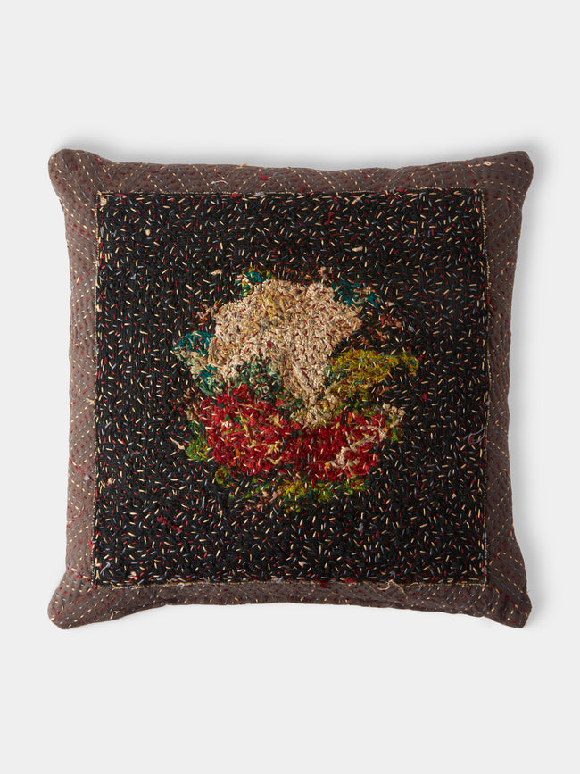 By Walid - 19th-Century Needlepoint Wool, Linen and Cotton Cushion (15.5in/40cm) - Multiple - ABASK - 