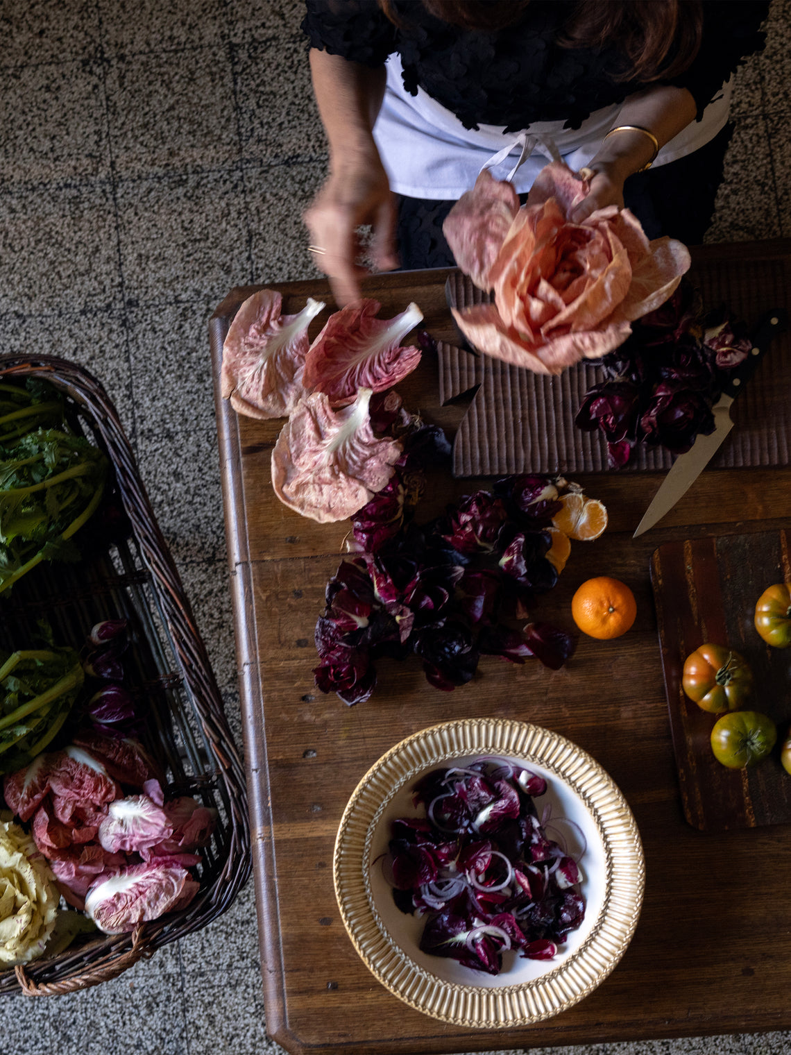 Tessalume Ceramiche - Wicker Hand-Painted Ceramic Large Salad Bowl - White - ABASK