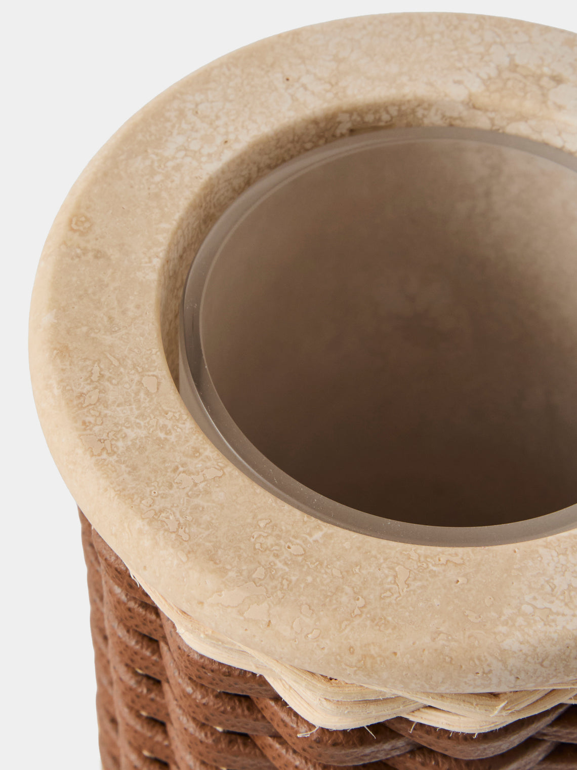 Pigment France - Courbet Leather and Rattan Toothbrush Holder - Brown - ABASK