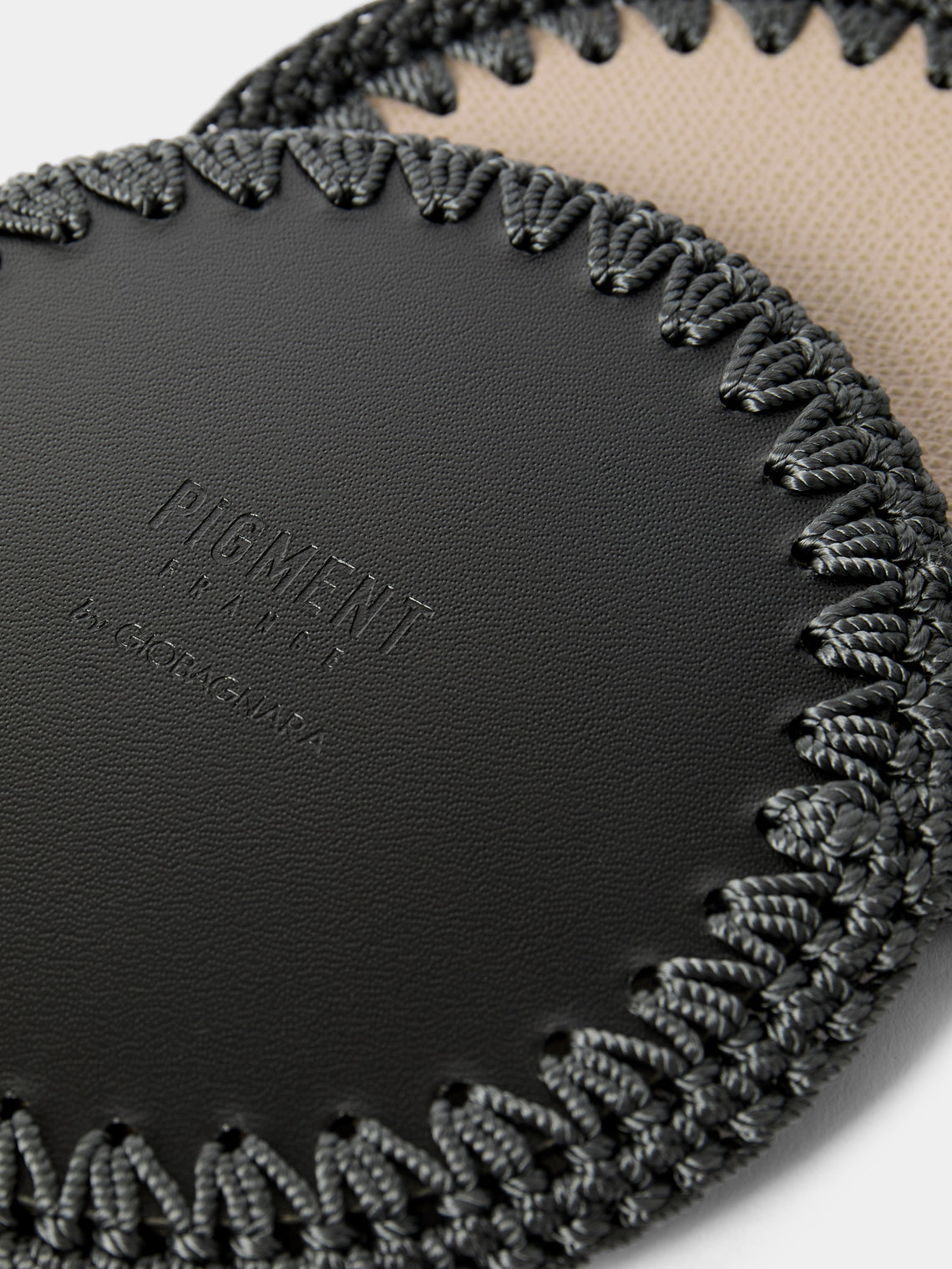 Pigment France - Rochelle Leather and Crochet Bottle Coasters (Set of 2) - Beige - ABASK