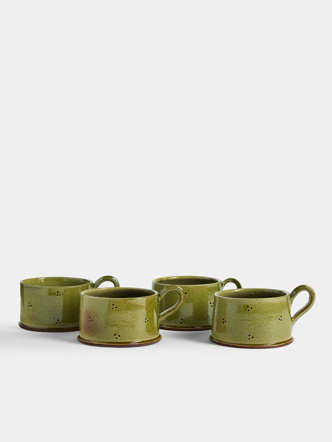 Neville Tatham - Slipware Teacups (Set of 4) - Green - ABASK