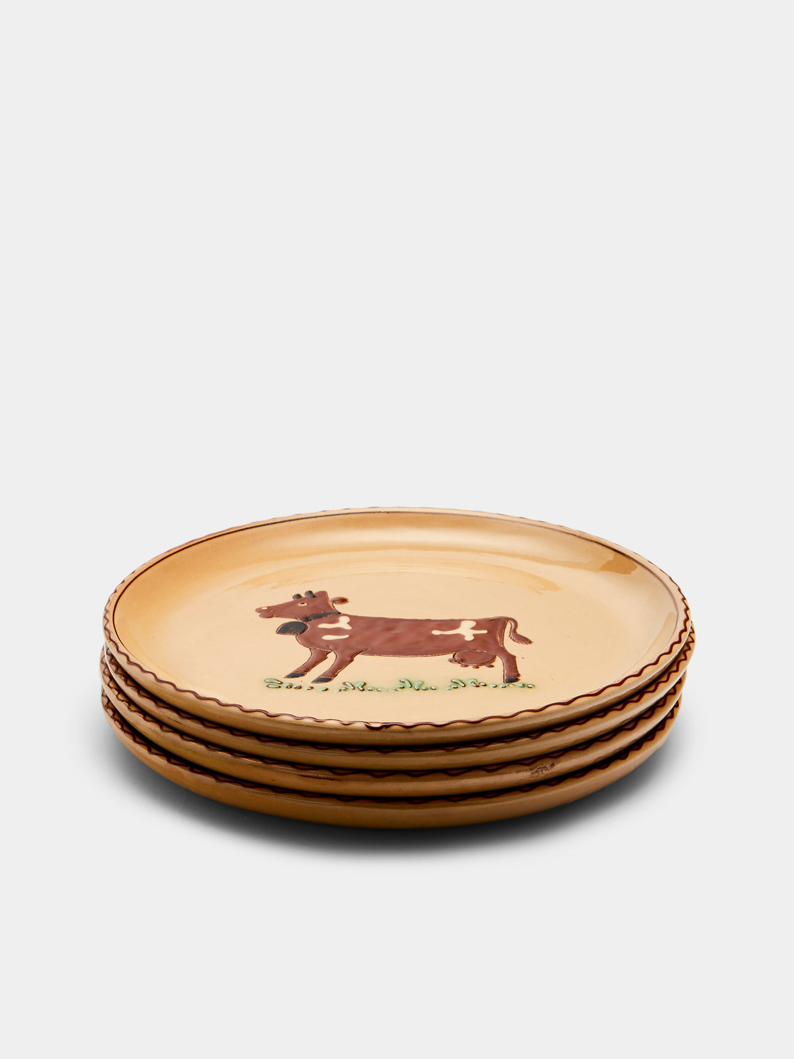 Poterie d’Évires - Animals Hand-Painted Ceramic Dinner Plates (Set of 4) - Cream - ABASK