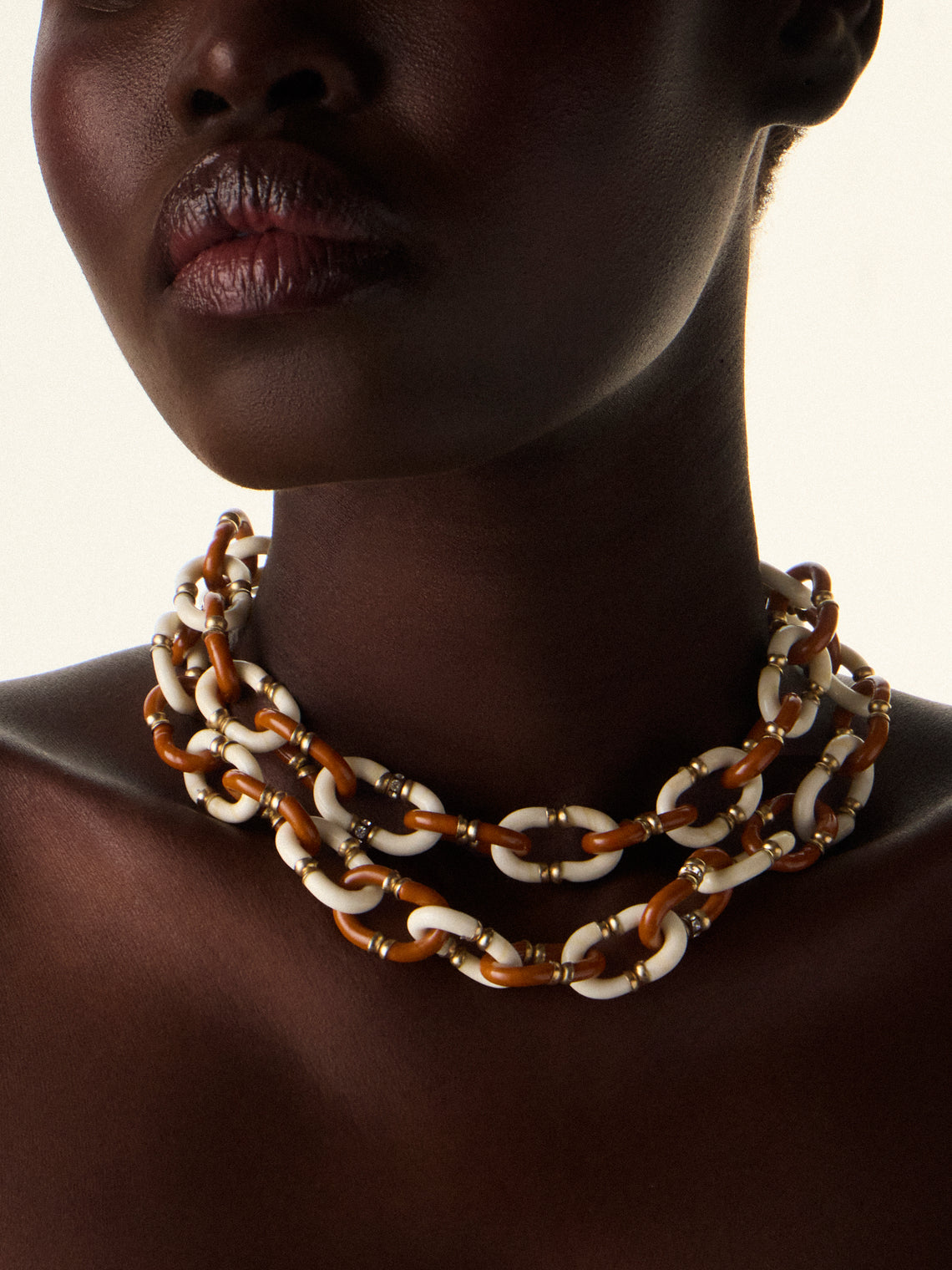 Mahnaz Collection - Women's Vintage 1960 Archimede Seguso Italian Glass and Metal Necklace - Brown - ABASK
