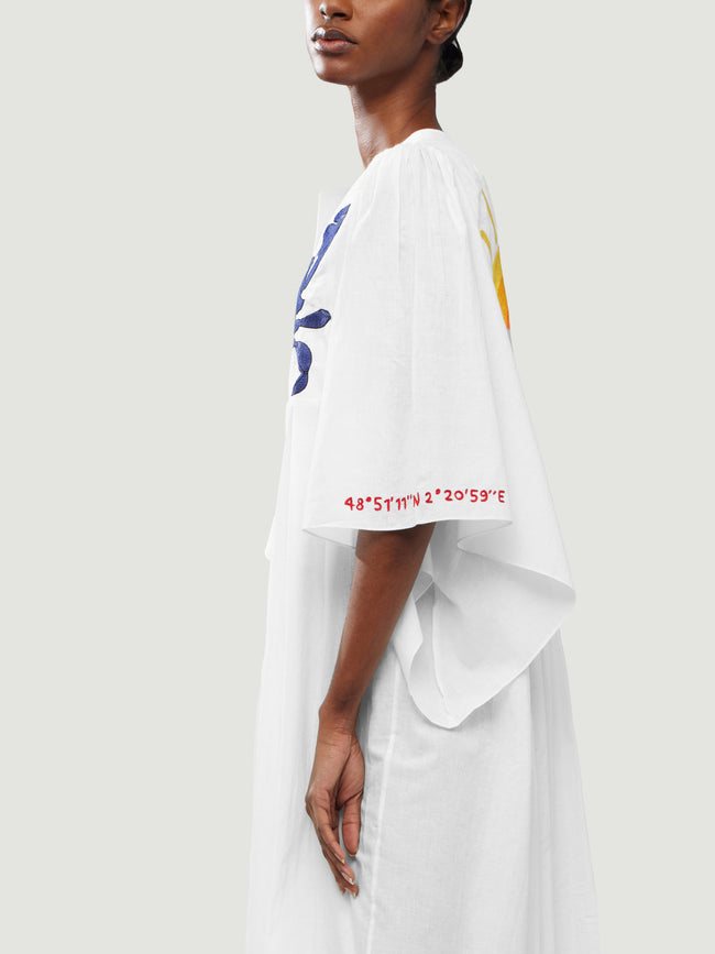 Kilometre Paris - Crab Embroidered Cotton Dress | One Size - White - ABASK