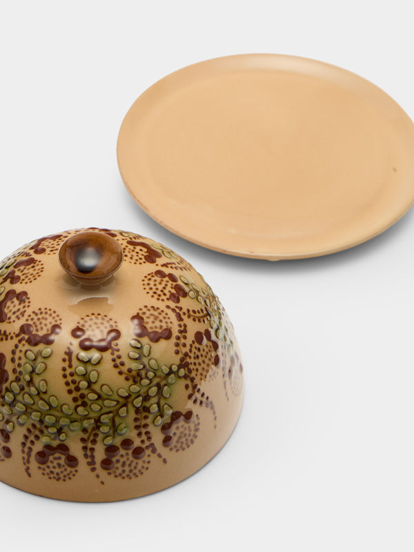 Poterie d’Évires - Flowers Hand-Painted Ceramic Small Lidded Butter Dish - Cream - ABASK