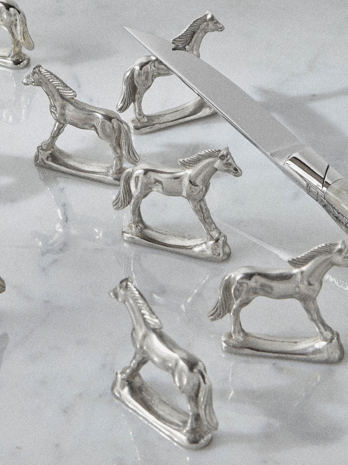 Antique and Vintage - Mid Century Silver Plated Horse Knife Rest (Set of 12) - Silver - ABASK