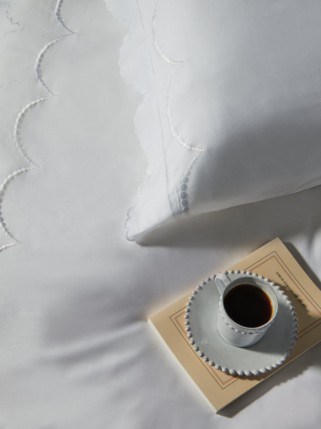 Los Encajeros - Perlas Embroidered Cotton King Pillowcases (Set of 2) -  - ABASK