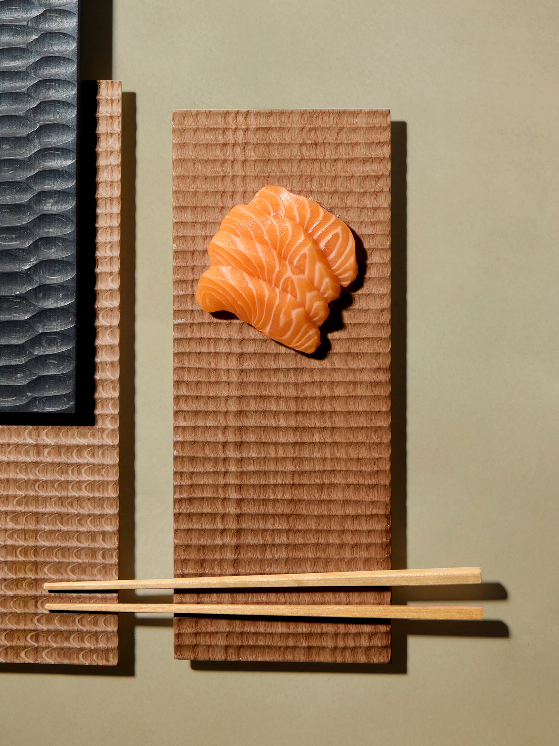 Mori Kougei - Tsuki-Jiri Oak Sushi Plate (12.5in/32cm) - Brown - ABASK