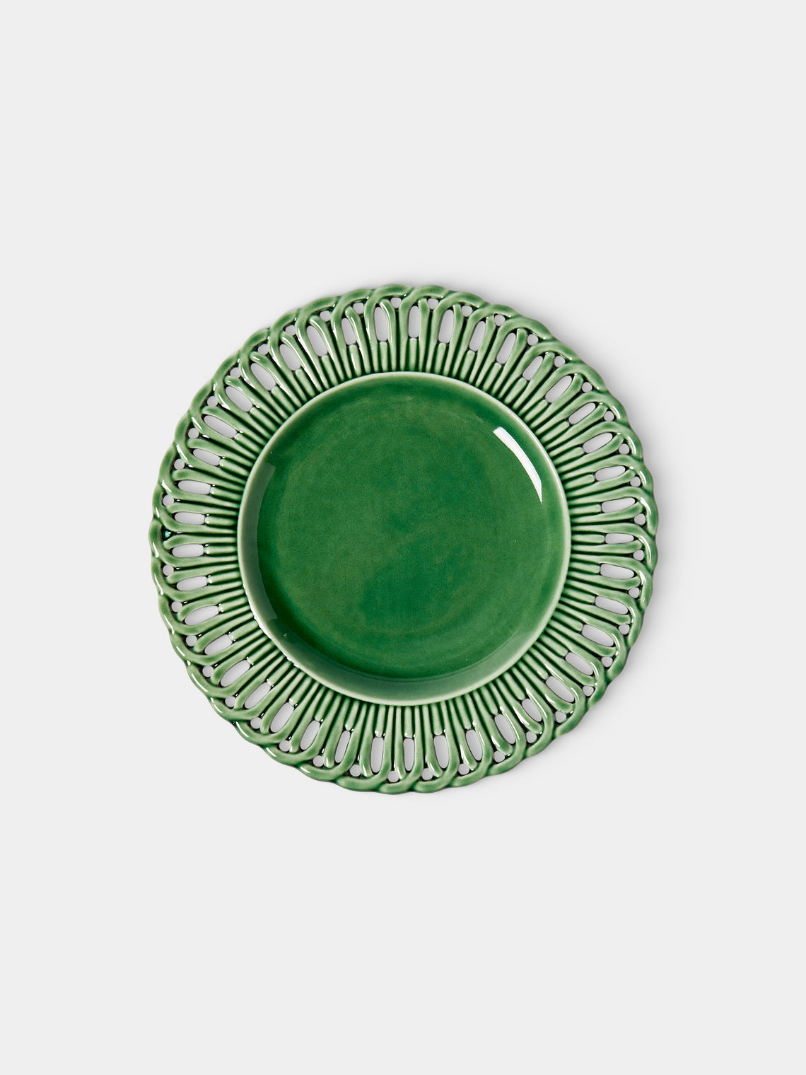 Verdolini - Arch Openwork Hand-Painted Ceramic Starter / Dessert Plate (8in/21cm) - Green - ABASK - 