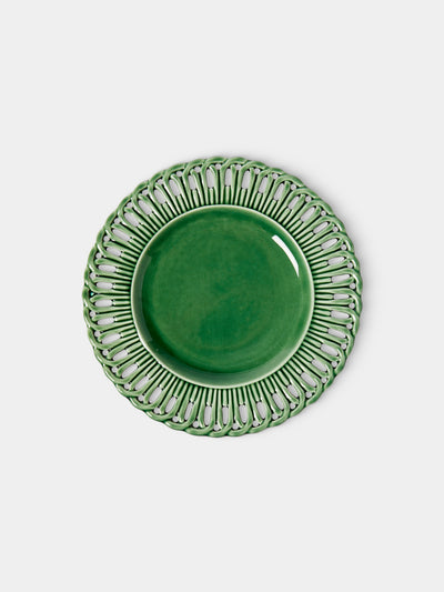 Verdolini - Arch Openwork Hand-Painted Ceramic Starter / Dessert Plate (8in/21cm) - Green - ABASK - 