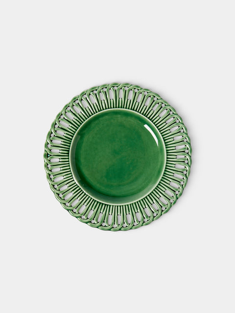Verdolini - Arch Openwork Hand-Painted Ceramic Starter / Dessert Plate (8in/21cm) - Green - ABASK - 