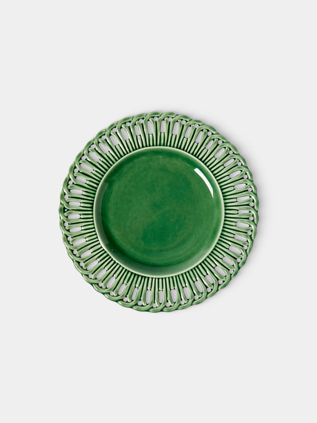 Verdolini - Arch Openwork Hand-Painted Ceramic Starter / Dessert Plate (8in/21cm) - Green - ABASK - 