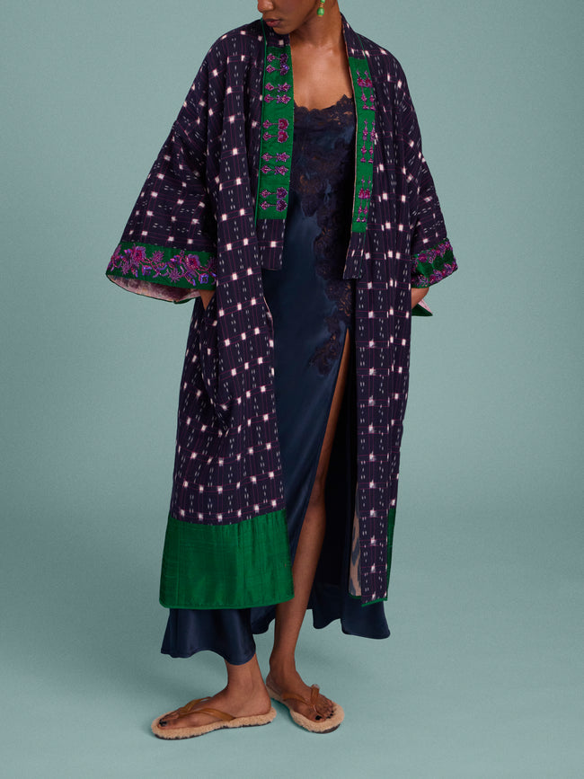Nazzy Beglari - Hand-Loomed Ikat Cotton Reversible Chapan-Style Robe | One Size - Multiple - ABASK