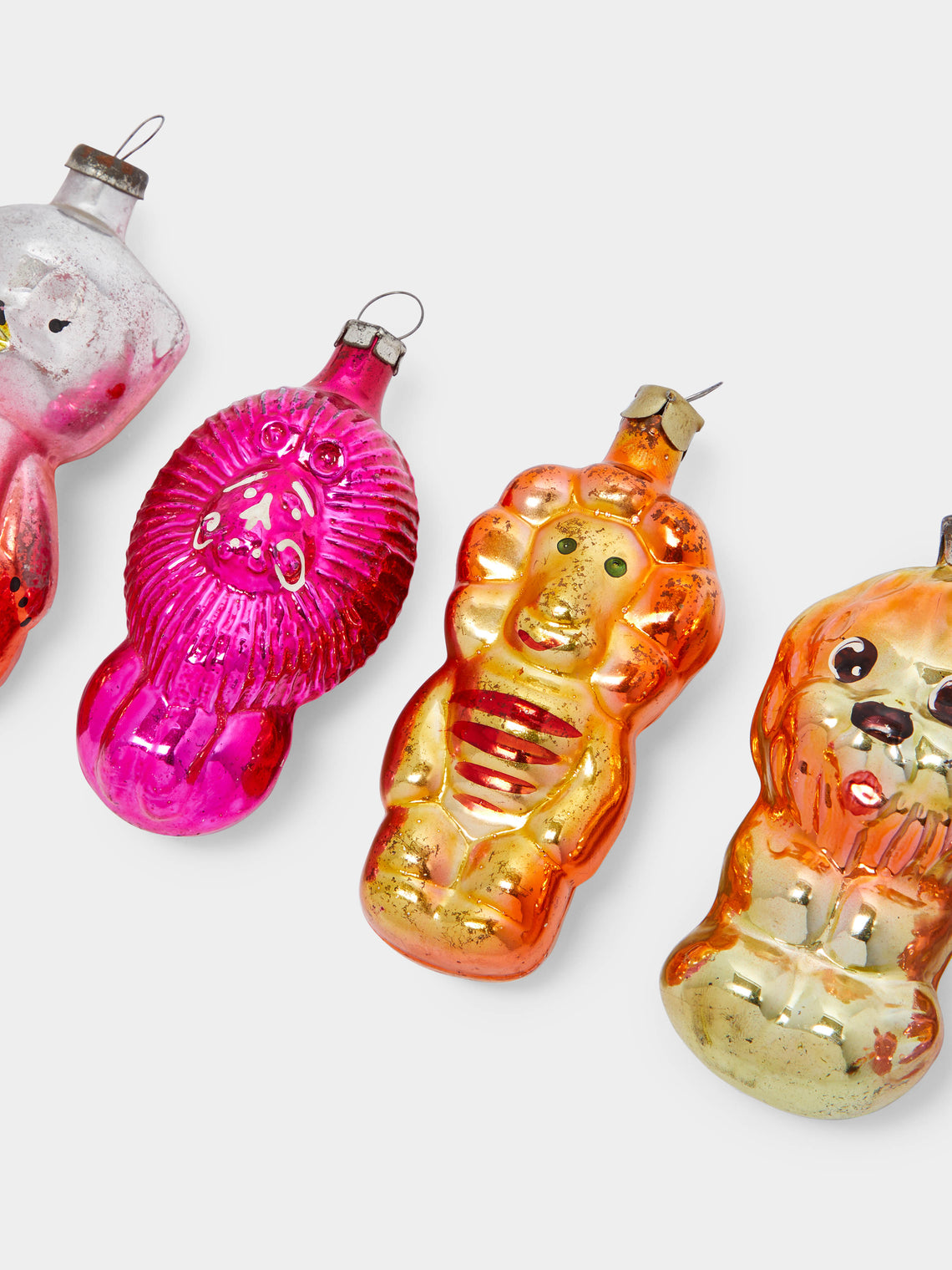 Antique and Vintage - 1950s-1960s Lions, Tigers and Bears Glass Tree Decorations (Set of 6) -  - ABASK