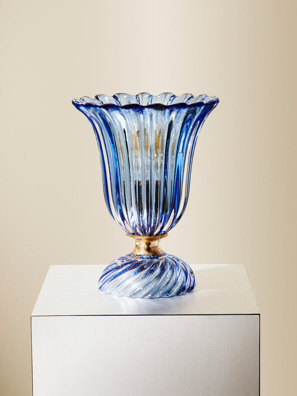 Antique and Vintage - 1960s Barovier Murano Glass Table Lamp - Blue - ABASK