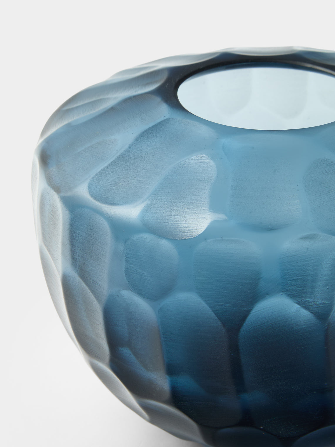 Micheluzzi Glass - Goccia Oceano Bamboo Hand-Blown Murano Glass Vase (6in/15cm) - Blue - ABASK