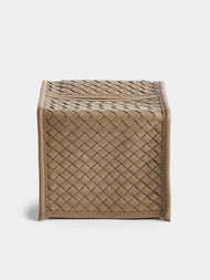 Riviere - Woven Leather Tissue Box - Taupe - ABASK - 
