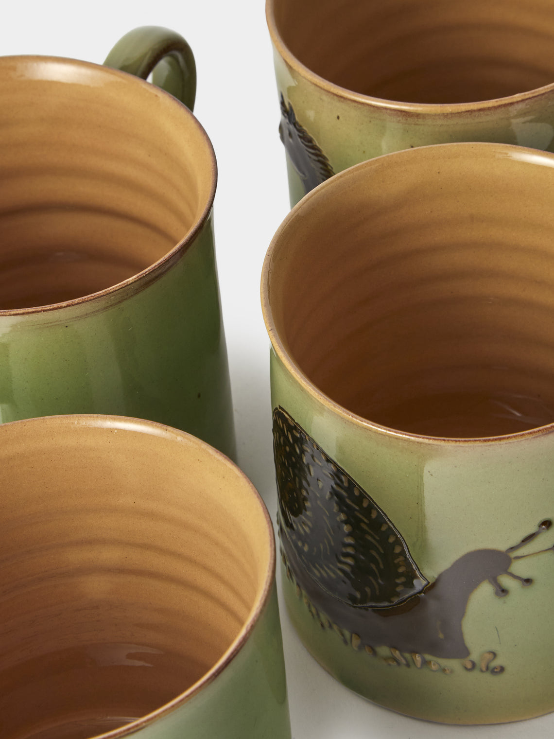 Poterie d’Évires - Animals Hand-Painted Ceramic Mugs (Set of 4) - Green - ABASK