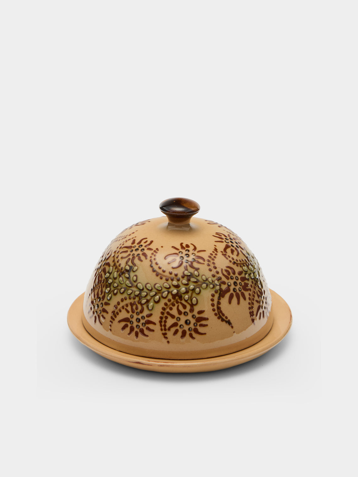 Poterie d’Évires - Flowers Hand-Painted Ceramic Small Lidded Butter Dish - Cream - ABASK - 