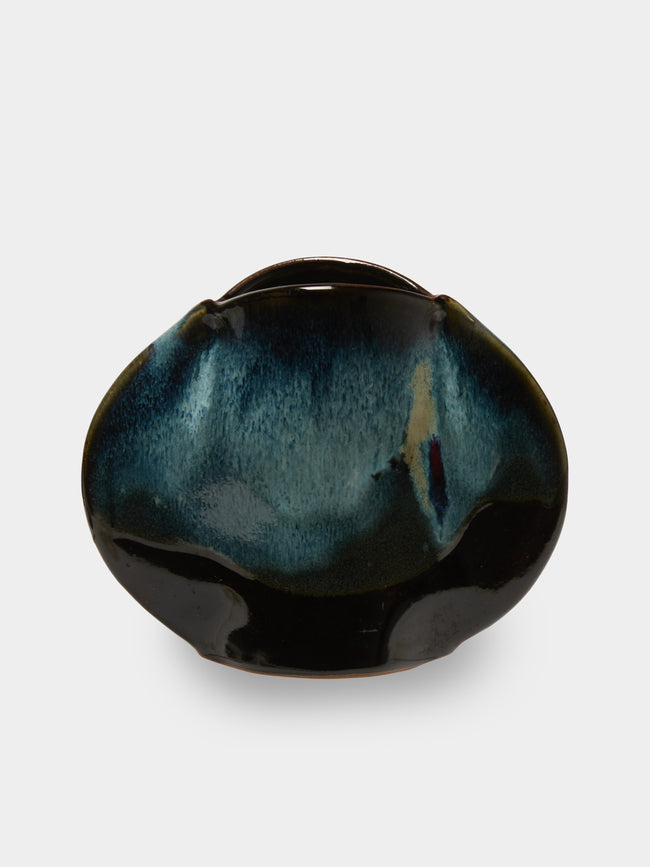 Antique and Vintage - 1950s French Ceramic Vase (7.5in/19.5cm) - Blue - ABASK - 