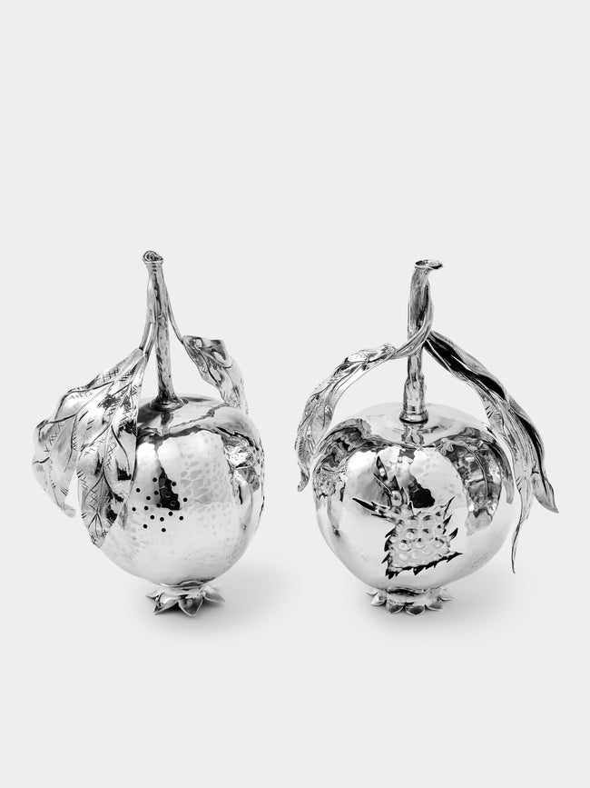 Milanese Silver - Pomegranate Sterling Silver Salt and Pepper Shakers (Set of 2) - Silver - ABASK - 