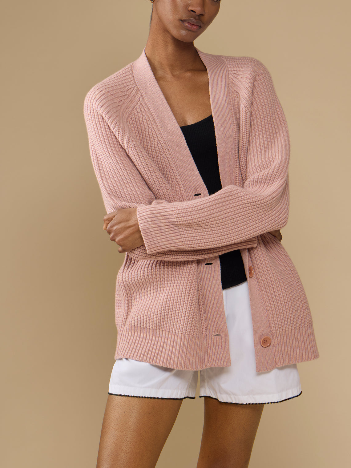 Ryan Roche - Cashmere Oversized Cardigan - Pink - ABASK