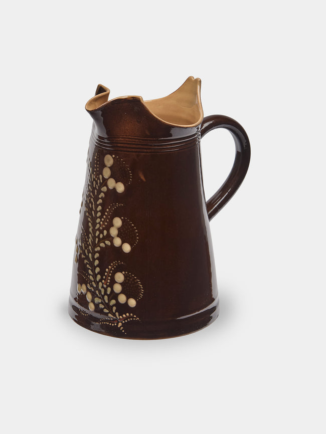 Poterie d’Évires - Flowers Hand-Painted Ceramic Large Milk Jug - Dark brown - ABASK - 