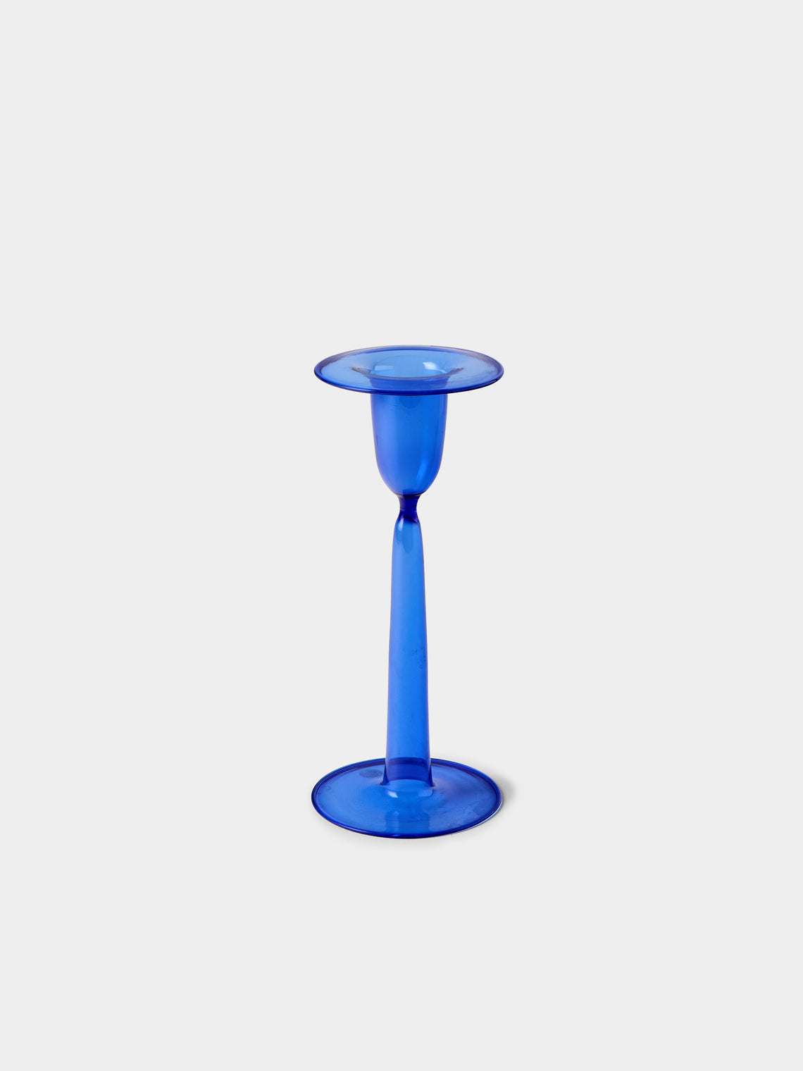 Antique and Vintage - Mid-Century Glass Candle Holders (Set of 3) - Blue - ABASK