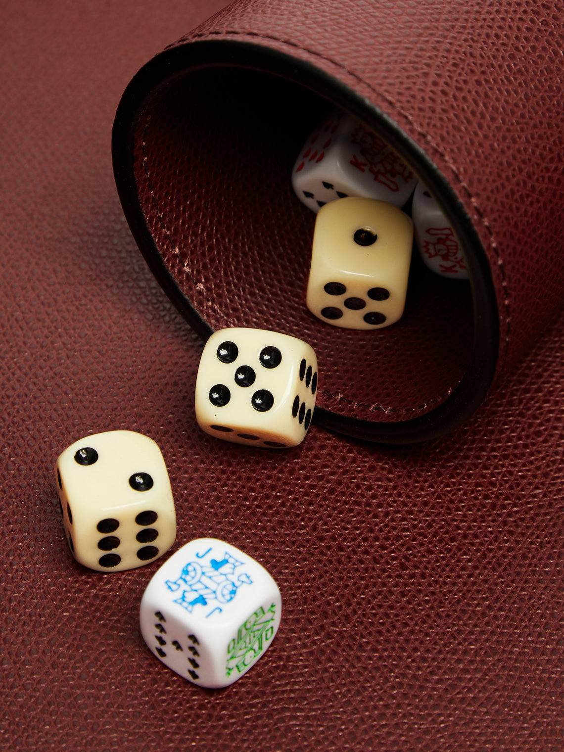 Giobagnara - Arena Leather Dice Set - Burgundy - ABASK