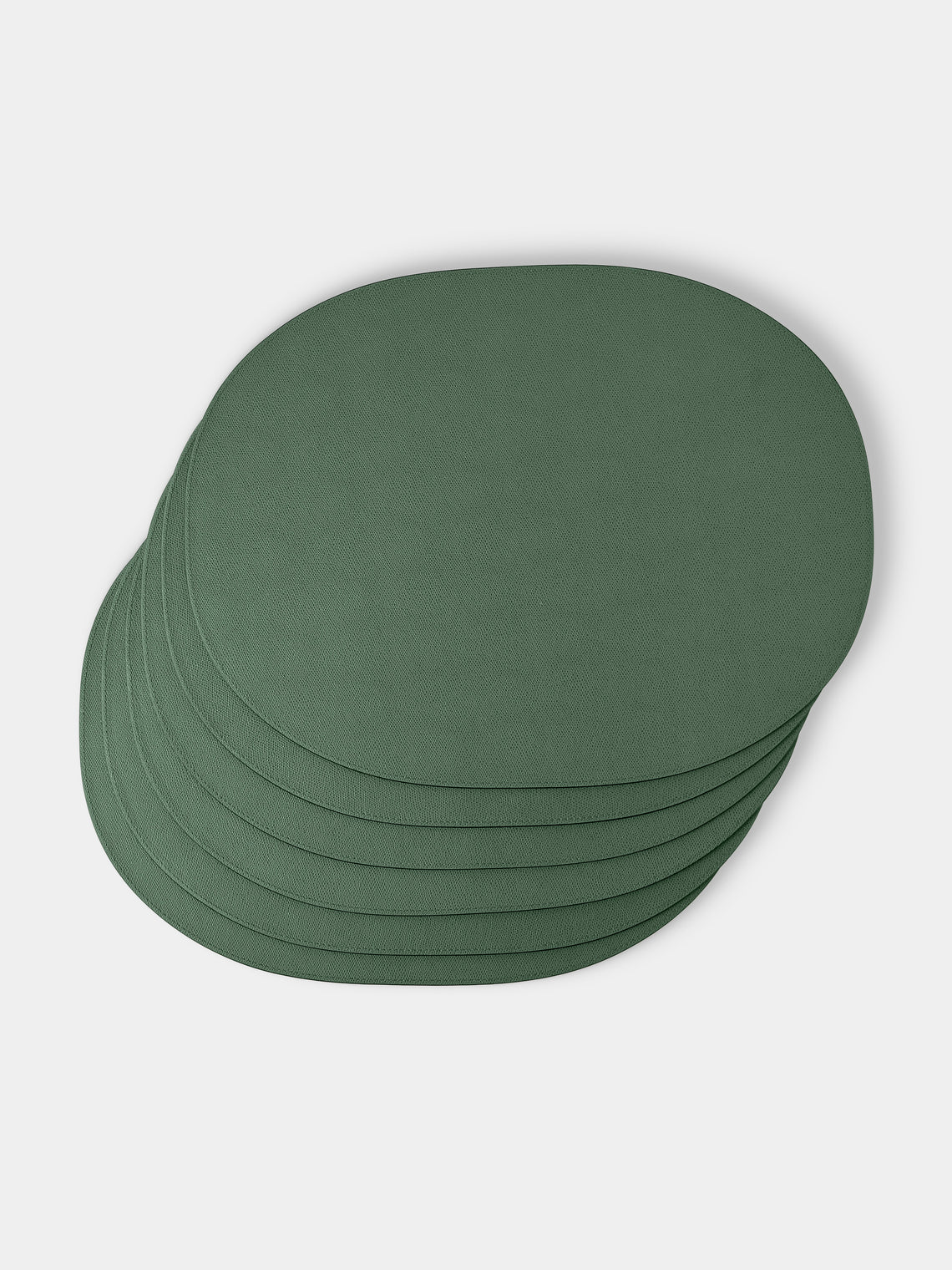 Giobagnara - David Leather Oval Reversible Placemats with Holder (Set of 6) - Green - ABASK