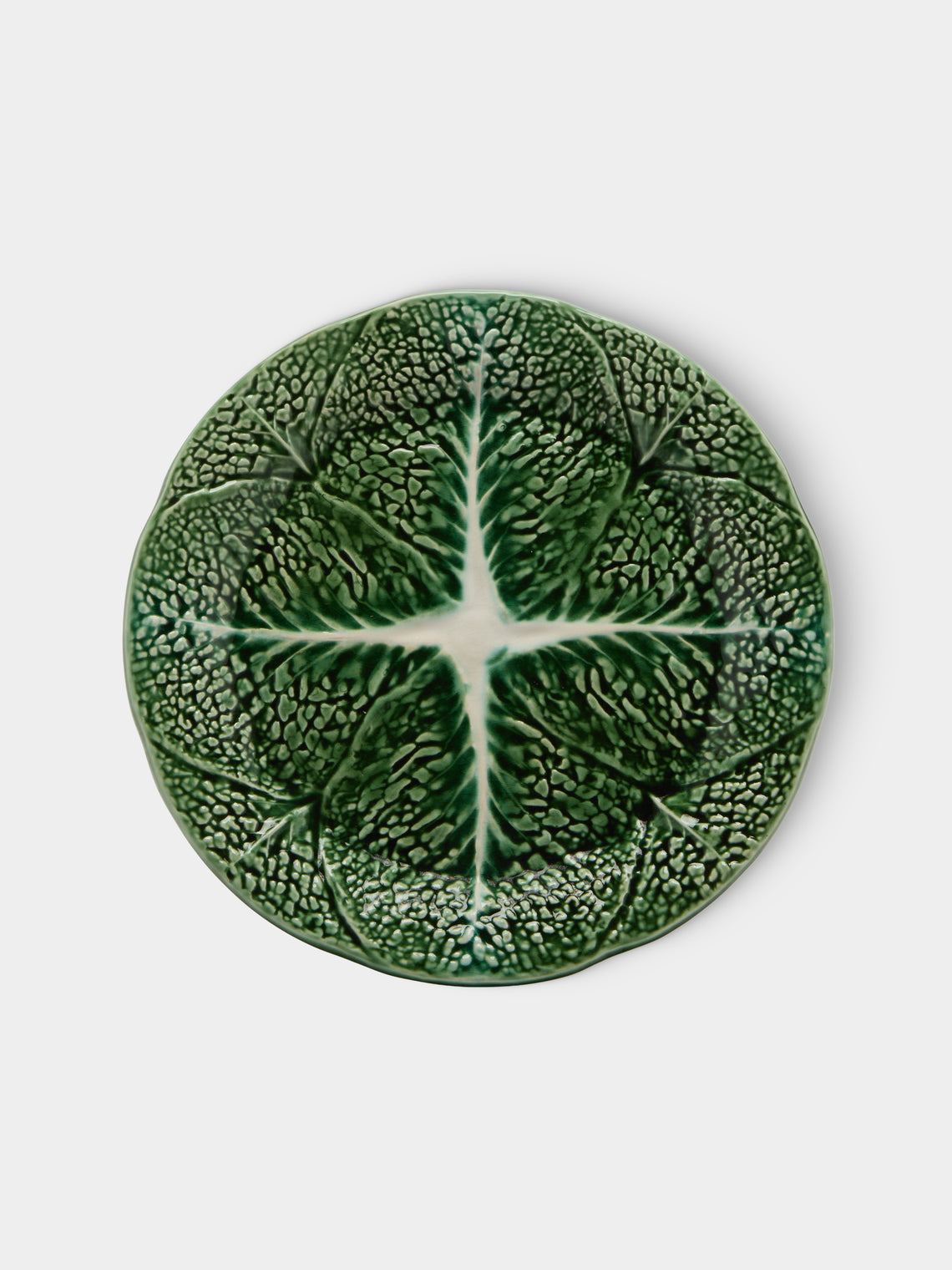 Antique and Vintage - Mid-Century Cabbage Majolica Ceramic Dinner Plates – 10.5in/27cm (Set of 8) - Green - ABASK