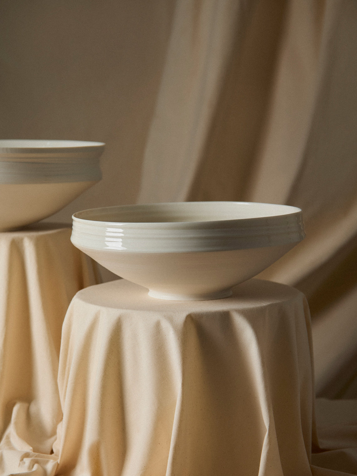 Johanne Coker - No. 10 Hand-Thrown Porcelain Bowl - White - ABASK