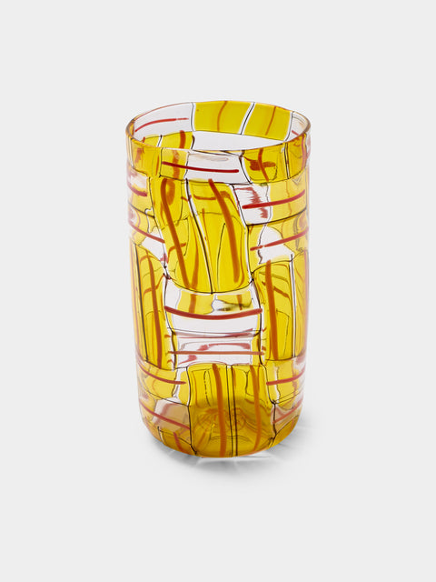 Antique and Vintage - 1980s Yoichi Ohira for De Majo Glass Vase (8.5in/21.5cm) - Yellow - ABASK - 