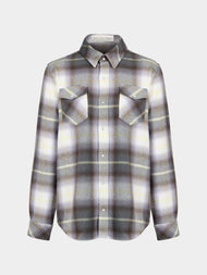 God's True Cashmere - Pewter Shadow Plaid Cashmere Shirt | Size: M - Gray - ABASK - 