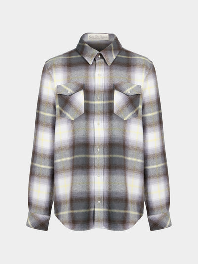 God's True Cashmere - Pewter Shadow Plaid Cashmere Shirt | Size: M - Gray - ABASK - 