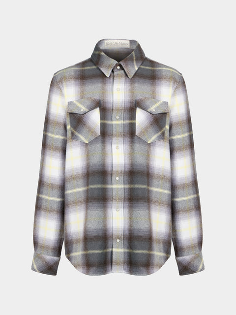 God's True Cashmere - Pewter Shadow Plaid Cashmere Shirt | Size: M - Gray - ABASK - 