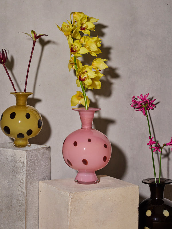 Martyn Thompson Studio - Penny Spotted Hand-Blown Glass Vase (13.5in/34cm) - Pink - ABASK