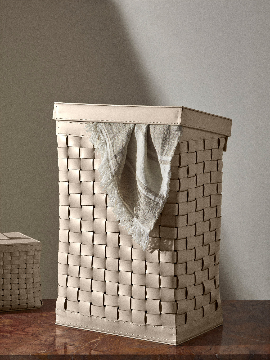 Riviere - Barcelona Water-Resistant Leather Laundry Basket - Ivory - ABASK