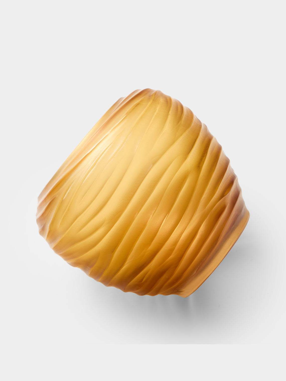 Micheluzzi Glass - Goccia Ambra Onde Hand-Blown Murano Glass Vase (8in/20cm) - Yellow - ABASK